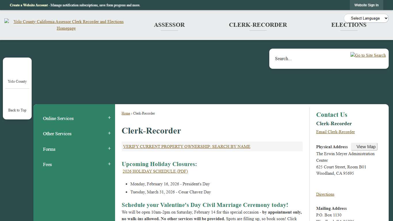 Clerk-Recorder | Yolo County ACE Department, CA