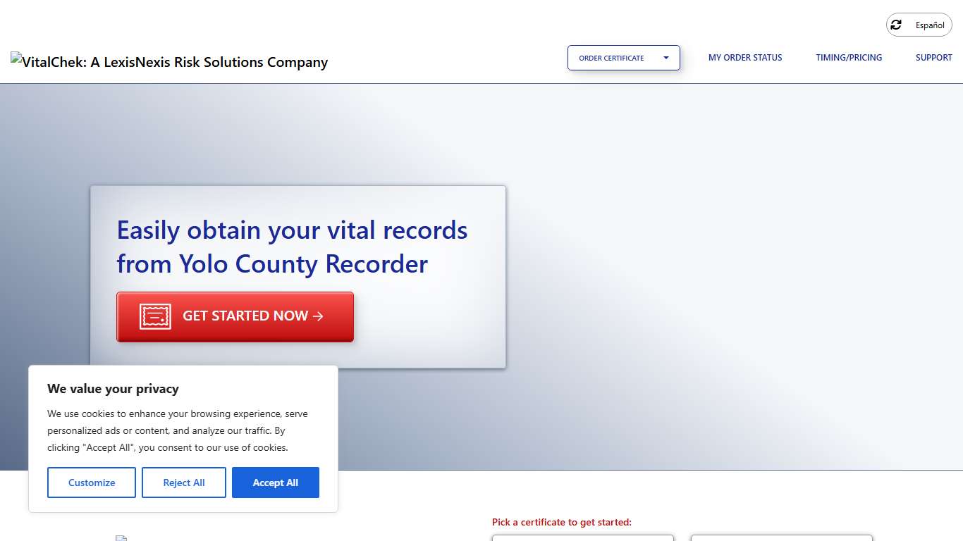 Yolo County Recorder (CA) | Order Certificates - VitalChek